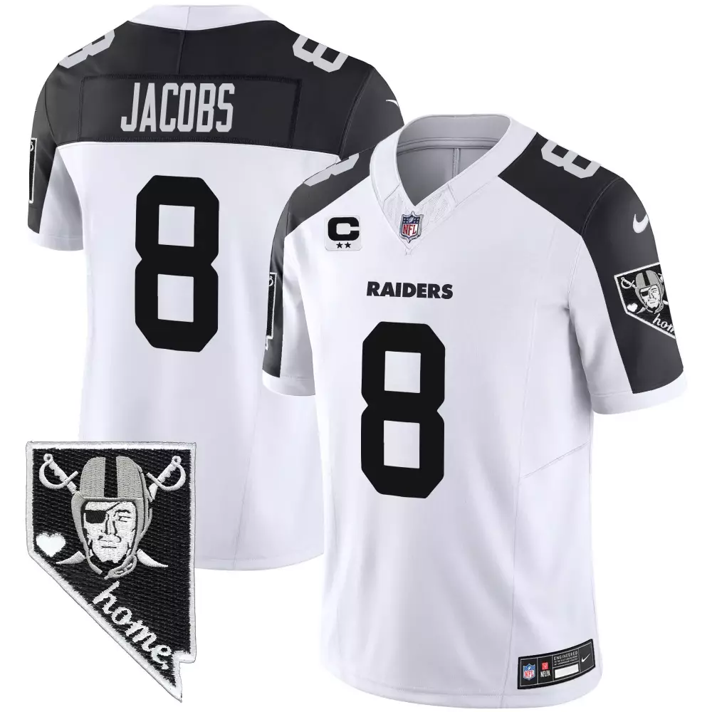Josh Jacobs 8 Raiders Jersey White Nevada Home Men Standard Alternate Black Vapor
