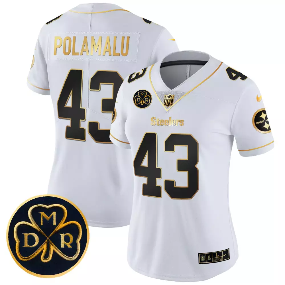 Troy Polamalu 43 Steelers Jersey White Dmr Men Authentic Alternate Black Gold Vapor