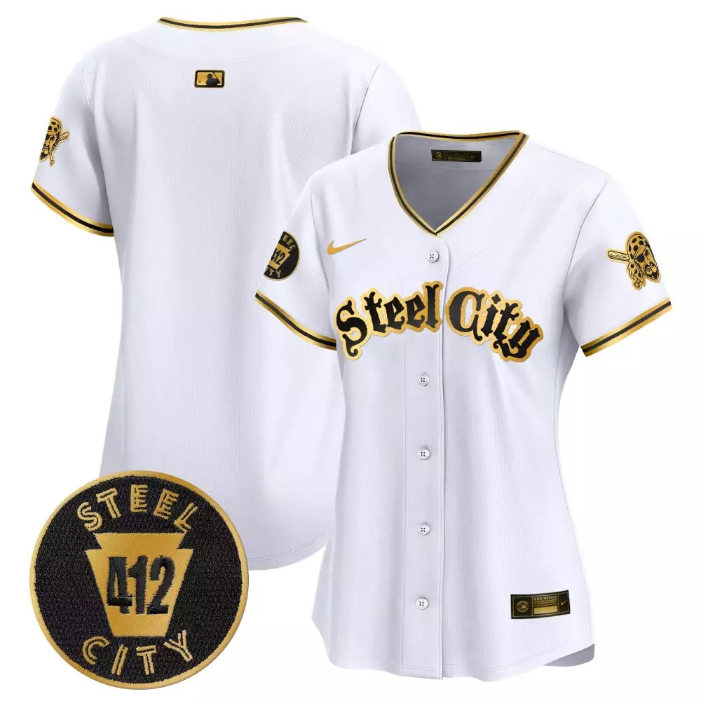 Steel City Pittsburgh Pirates Jersey White Connect Women Custom Design Black Gold