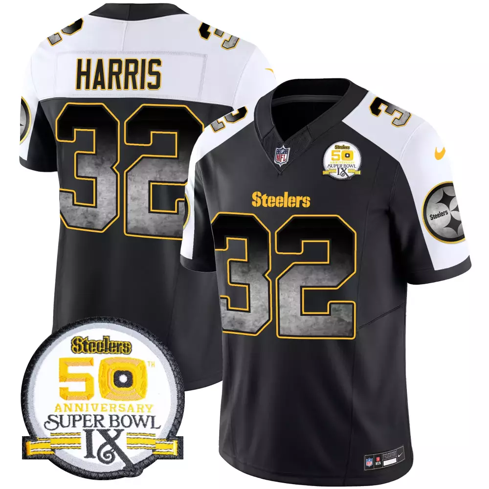 Franco Harris 32 Steelers Jersey Black Super Bowl Ix 2016 Men White Yellow Alternate