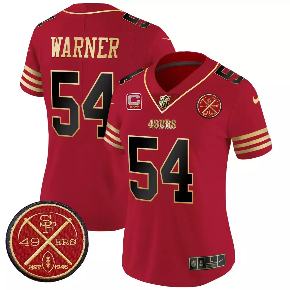 Fred Warner 54 49ERS Jersey Red 1946 Men Standard Gold Black Vapor Limited All Stitched