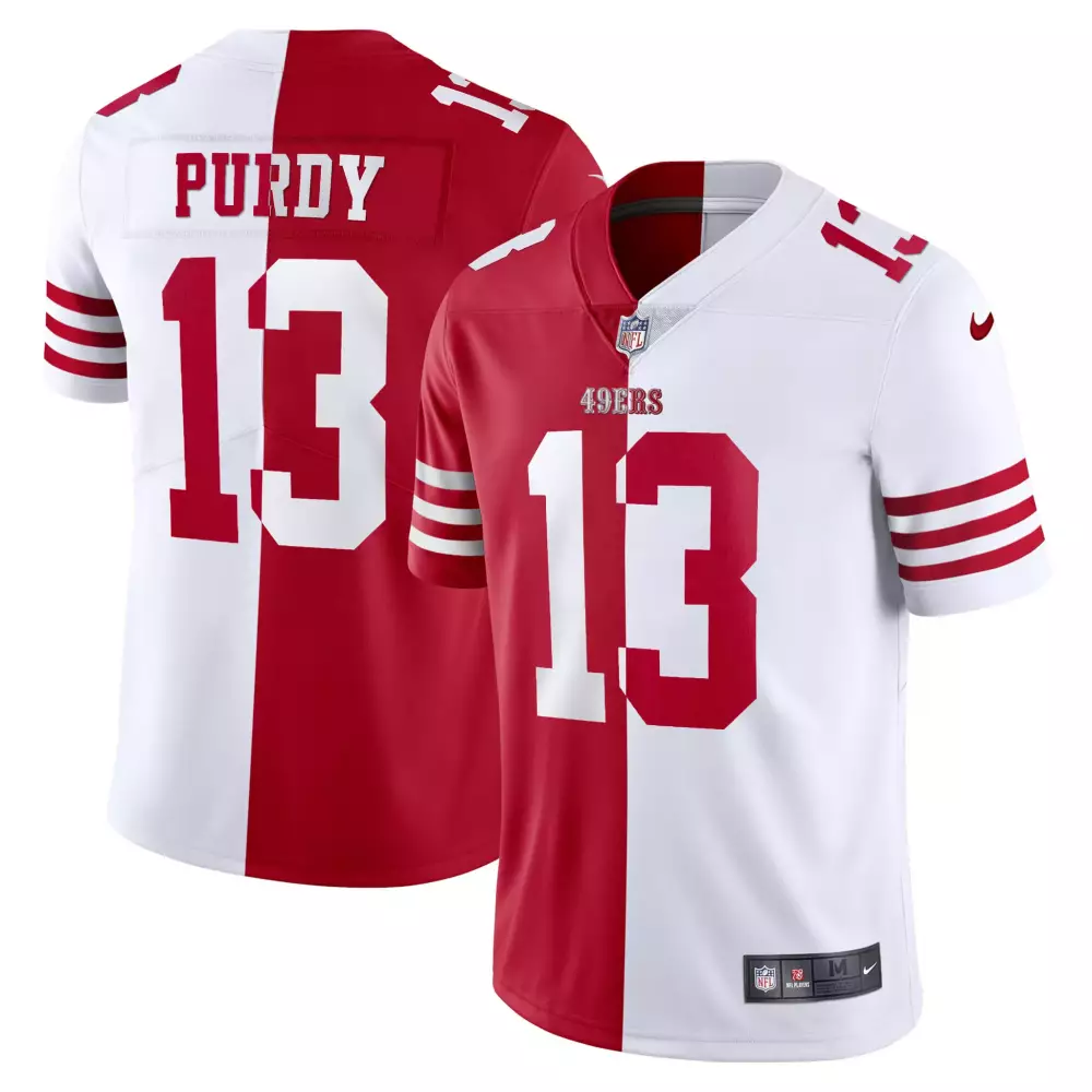 Brock Purdy 13 49ERS Jersey Red Men Split Design White Alternate Game All Stitched