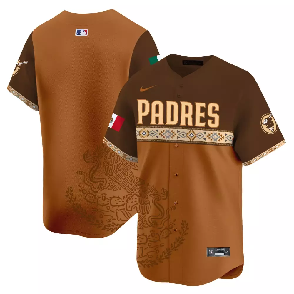 San Diego Padres Jersey Brown City Connect Mexican Flag Men Custom Design Tan Beige