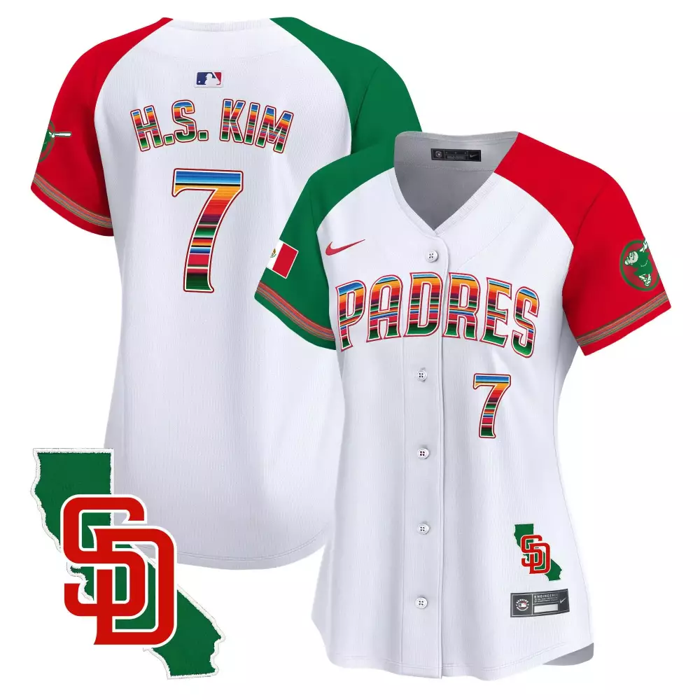 Haseong Kim 7 Padres Jersey White Mexico Mexican Flag San Diego 2023 Women Alternate