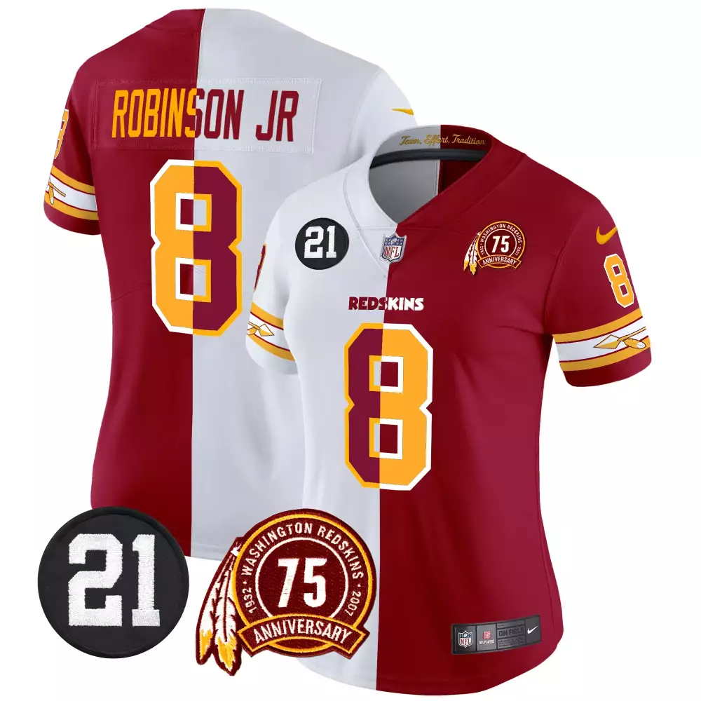 Robinson Jr. 8 Jersey Maroon 75th Anniversary Washington Redskins Men Split Design