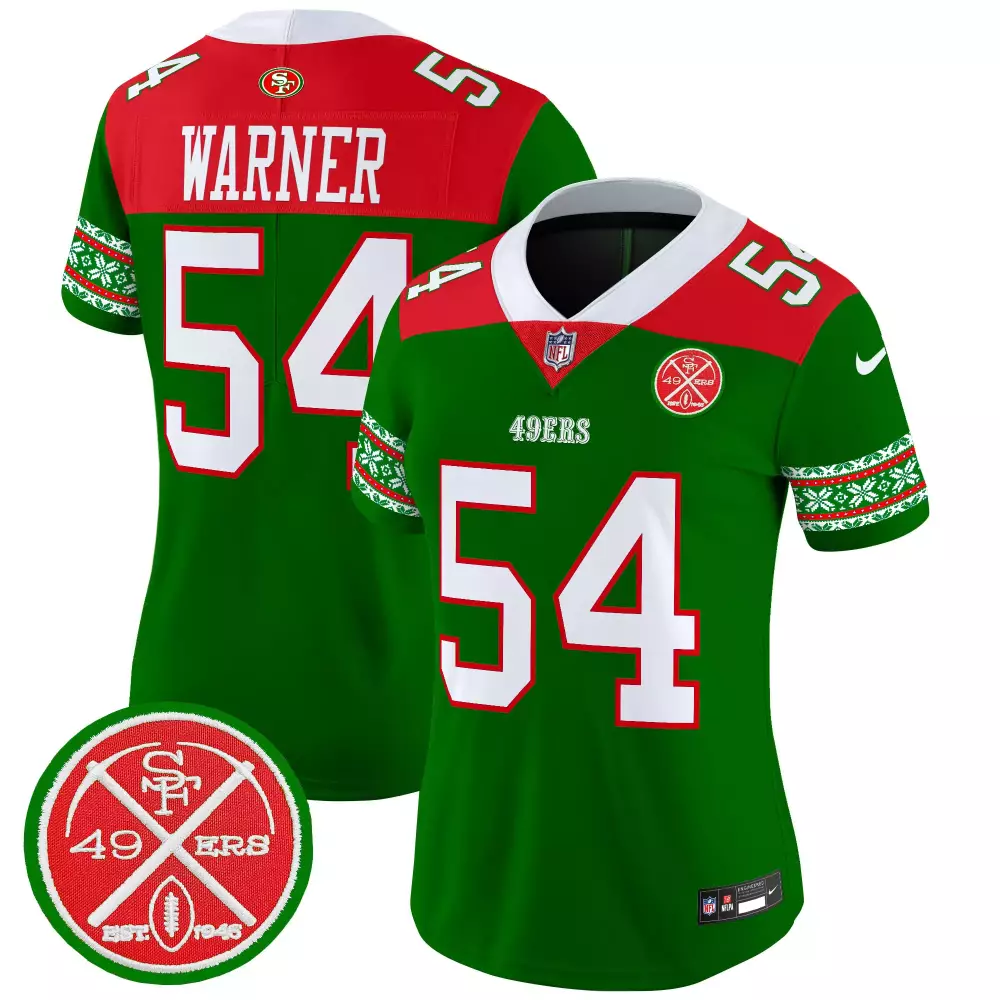 Fred Warner 54 49ERS Jersey Green SF 1946 Men Alternate Custom Design Red White Vapor