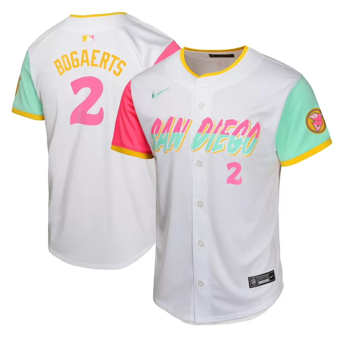 Xander Bogaerts 2 Jersey White San Diego Padres Men MLB Split Design Pink Mint Green