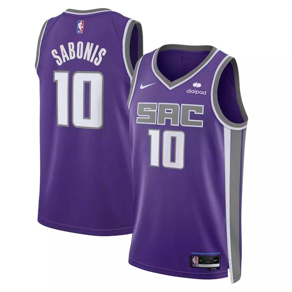 Domantas Sabonis 10 Jersey Purple Sacramento Kings Dialpad Men Gray White All Stitched