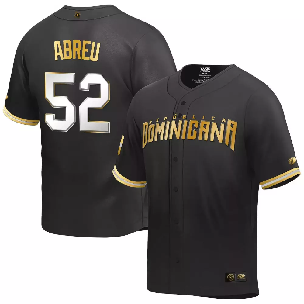 Rodrguez Repblica 52 Dominicana Jersey Black Men Gold White All Stitched Vapor