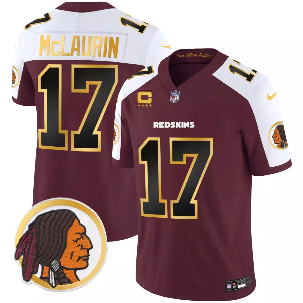 Terry Mclaurin 17 Redskins Jersey Maroon Men Player White Gold Alternate Throwback