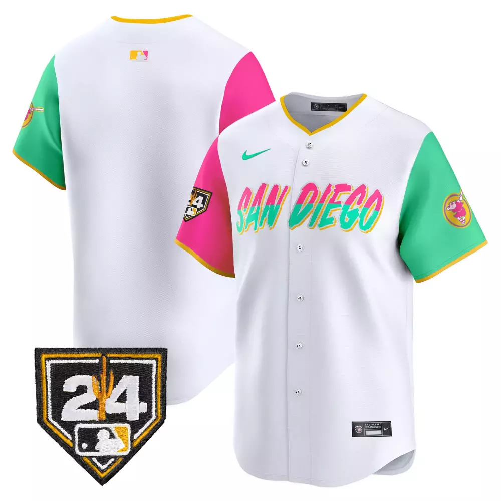 Tatis Jr. 24 San Diego Padres Jersey White City Connect Men Split Design Pink Green