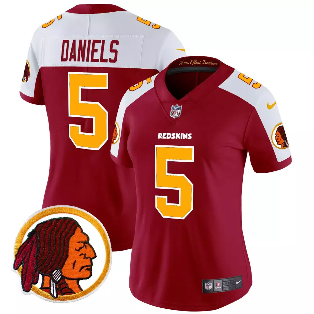 Jayden Daniels 5 Jersey Burgundy Washington Redskins Men White Yellow Alternate Throwback