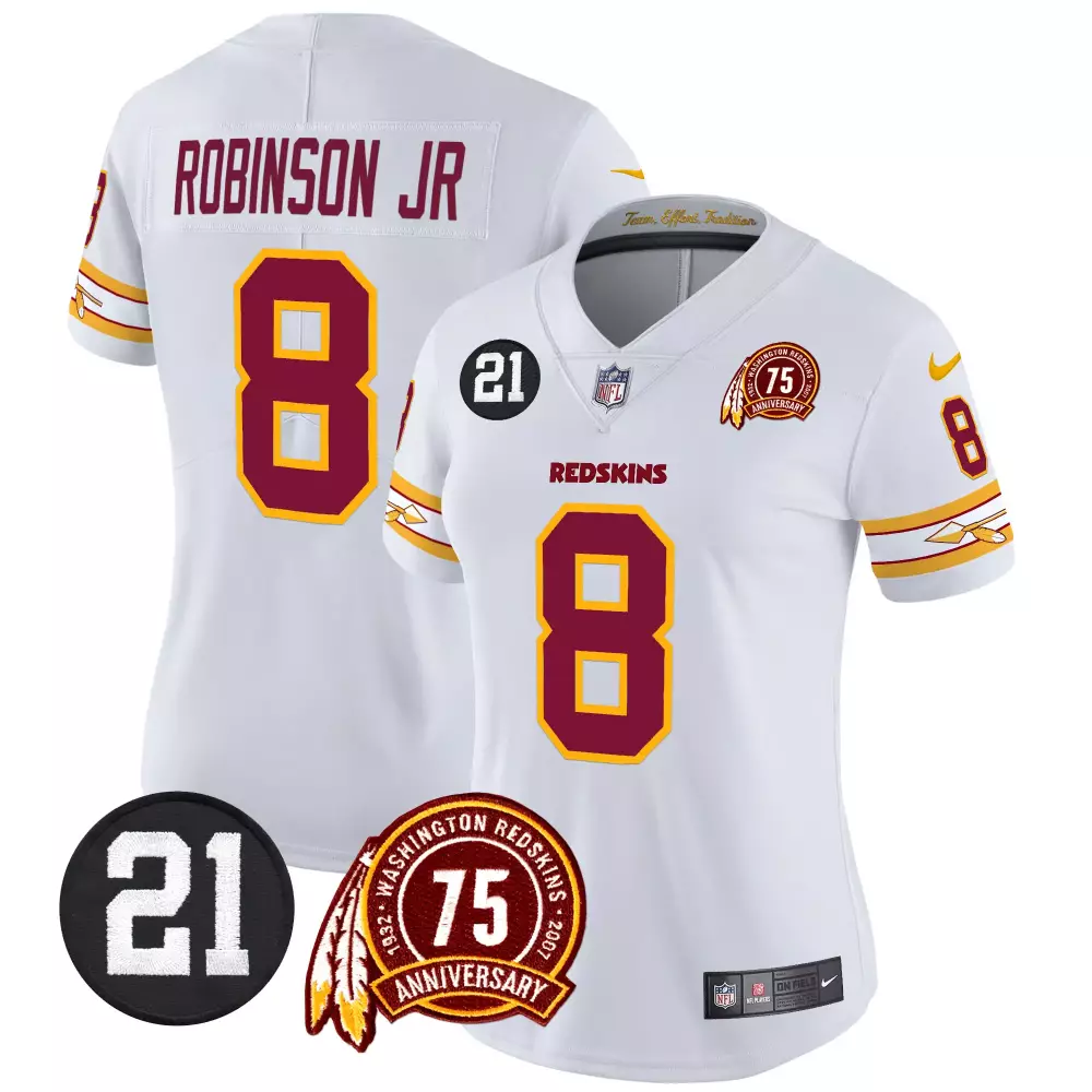 Robinson Jr. 8 Jersey White Washington Redskins 75th Anniversary Men Burgundy Gold