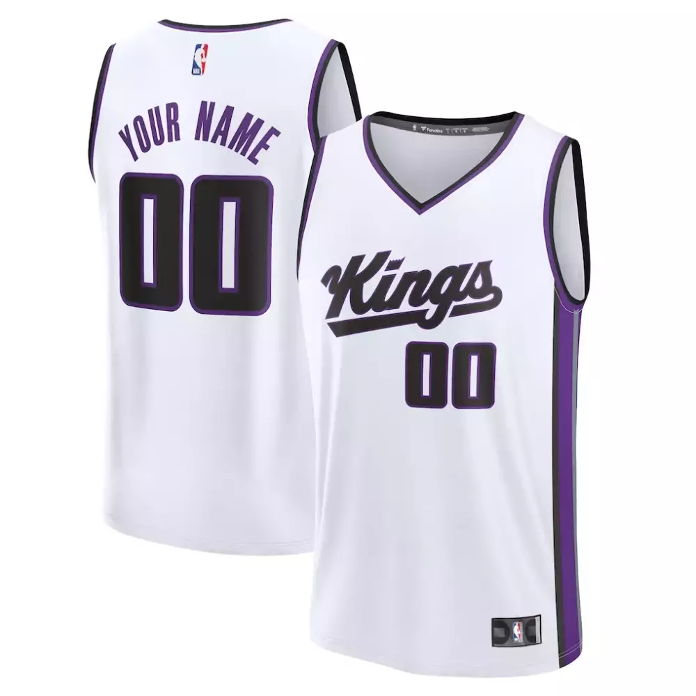 Custom Sacramento Kings Jersey White Men Purple Black