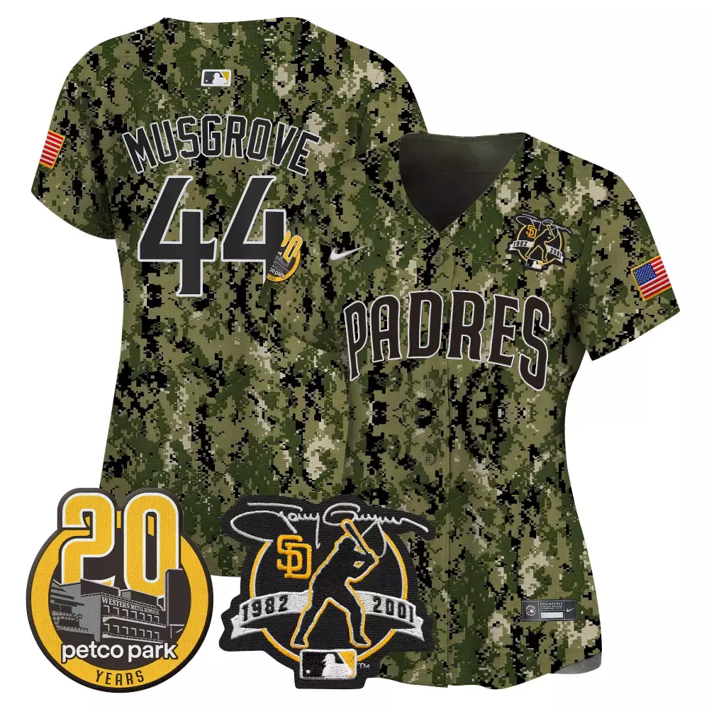 Joe Musgrove 44 Padres Jersey Green Military Appreciation Tony Gwynn 1982-2001 Petco Park 20 Years 2023