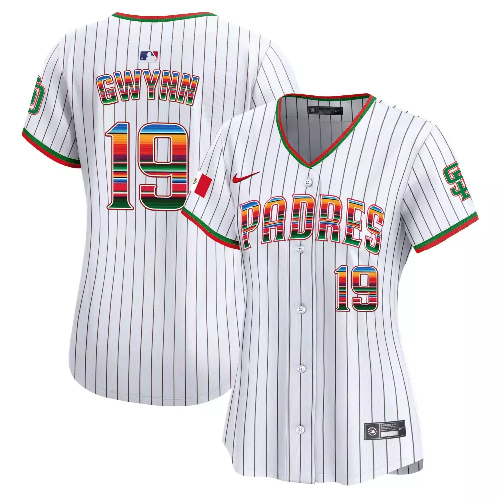 Tony Gwynn 19 Padres Jersey White Mexico Flag Men Green Red Premier Limited All Stitched
