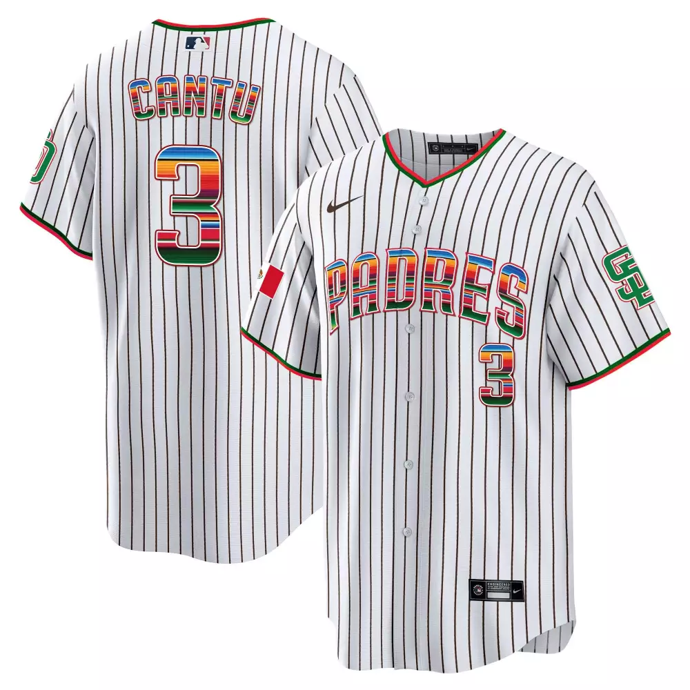 Jorge Cantu 3 Padres Jersey White Mexico Flag Men Split Design Black Green Red Blue