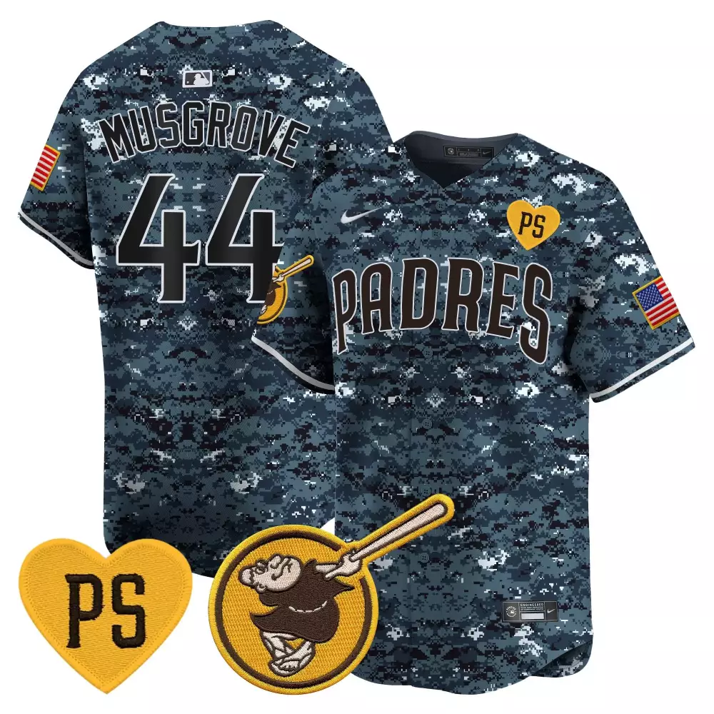Joe Musgrove 44 Padres Jersey Digital Camouflage Blue City Connect Ps Heart Friar Mascot