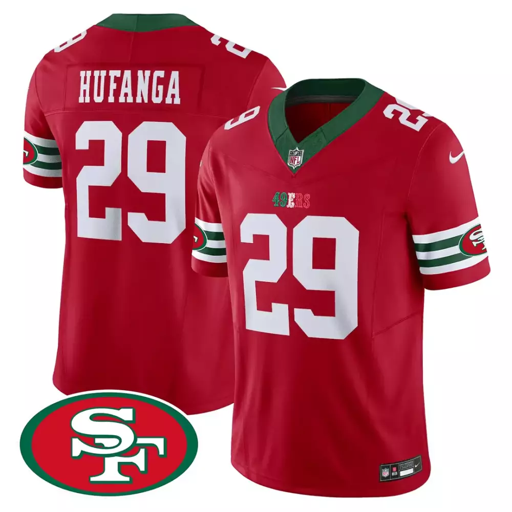 Talanoa Hufanga 29 49ERS Jersey Red Men Green White All Stitched Vapor
