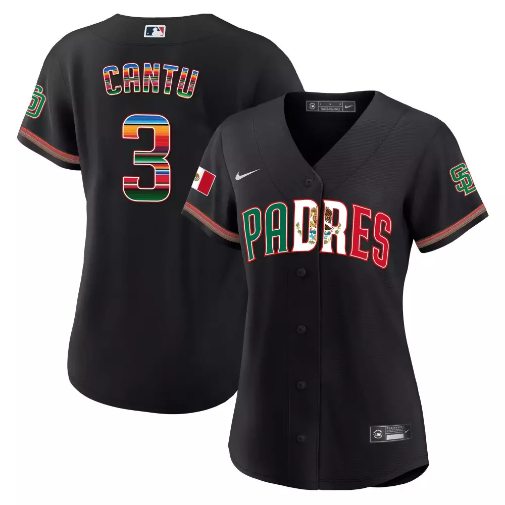 Jorge Cantu 3 Padres Jersey Black City Connect Mexico Flag 2023 Alternate Red Green