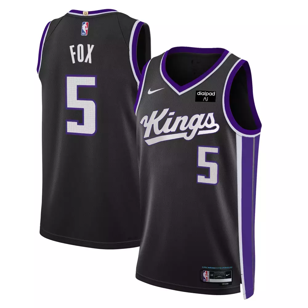 De'aaron Fox 5 Kings Jersey Black Dialpad Ai Men Purple White All Stitched Vapor