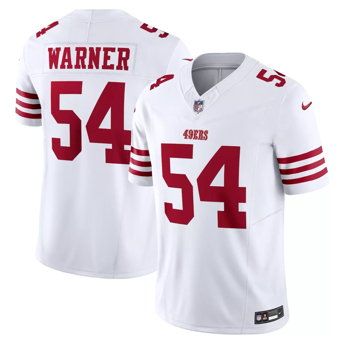 Fred Warner 54 49ERS Jersey White Men Replica Red Vapor Limited