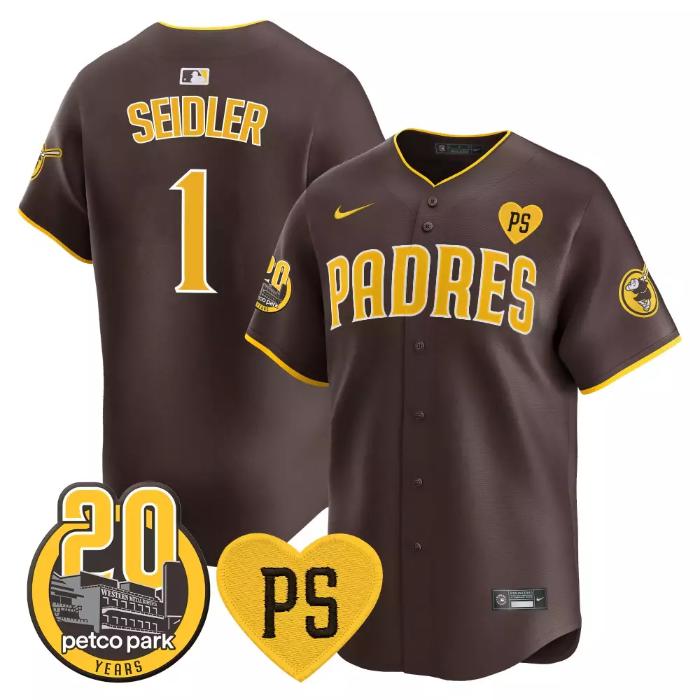 Peter Seidler 1 Padres Jersey Brown 20th Anniversary 20 Petco Park Years Ps Heart
