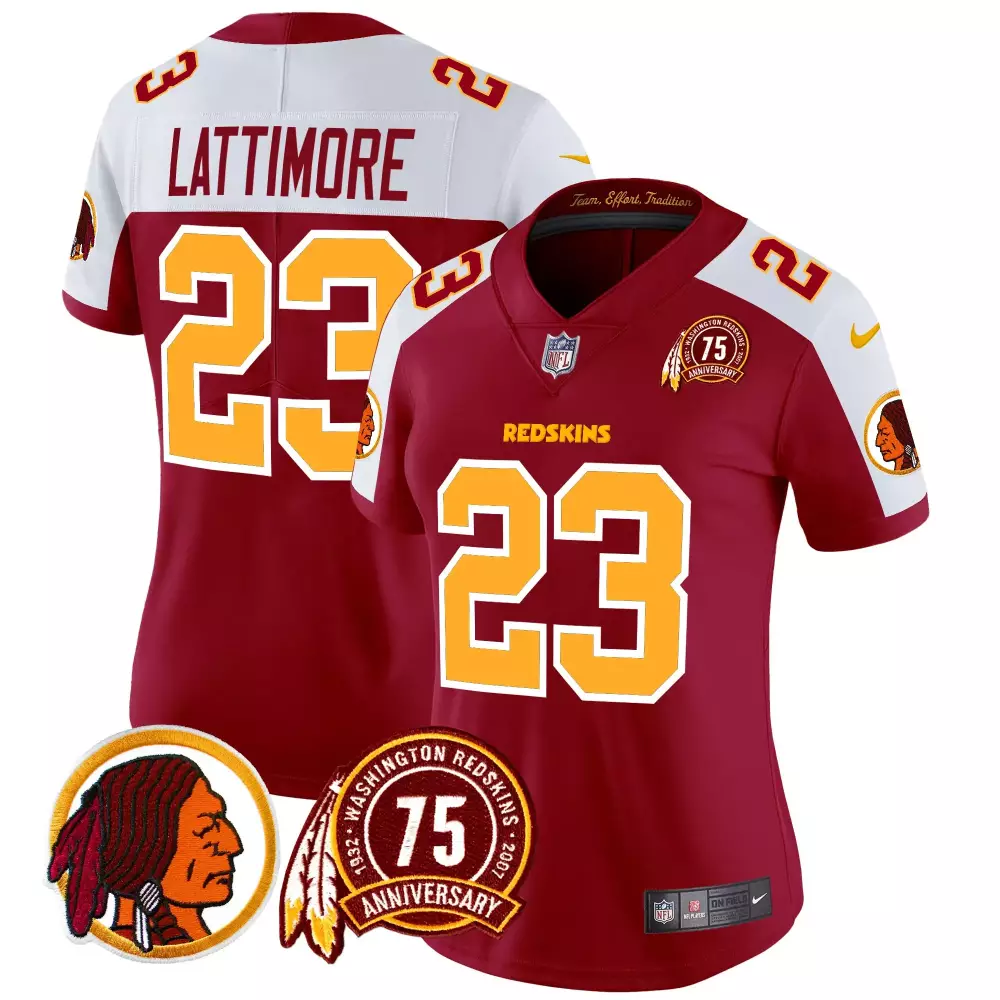 Marshon Lattimore 23 Redskins Jersey Maroon 75th Anniversary Men Player White Gold