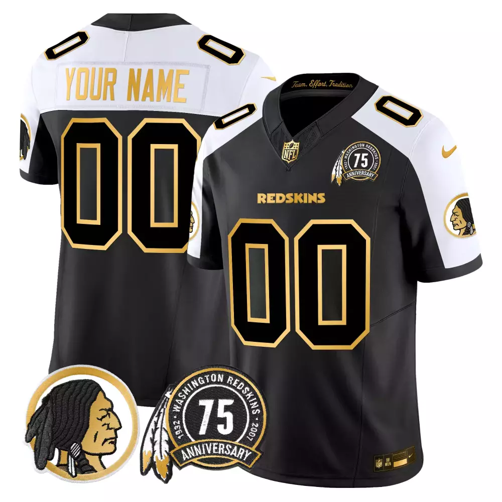 Custom Washington Redskins Jersey Black Native American Head Profile Men Alternate
