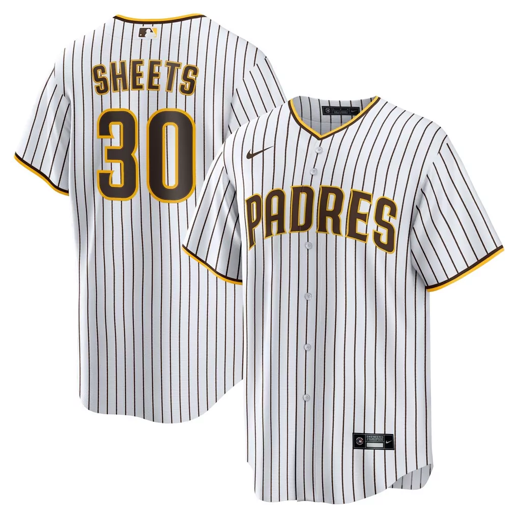 Gavin Sheets 30 Padres Jersey White Men Pinstripe Brown Yellow Home Replica