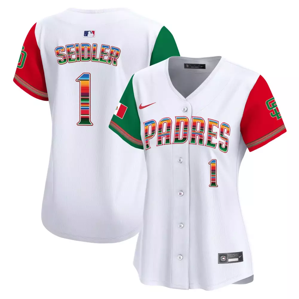 Peter Seidler 1 Padres Jersey White City Connect Women Split Custom Design Red Green