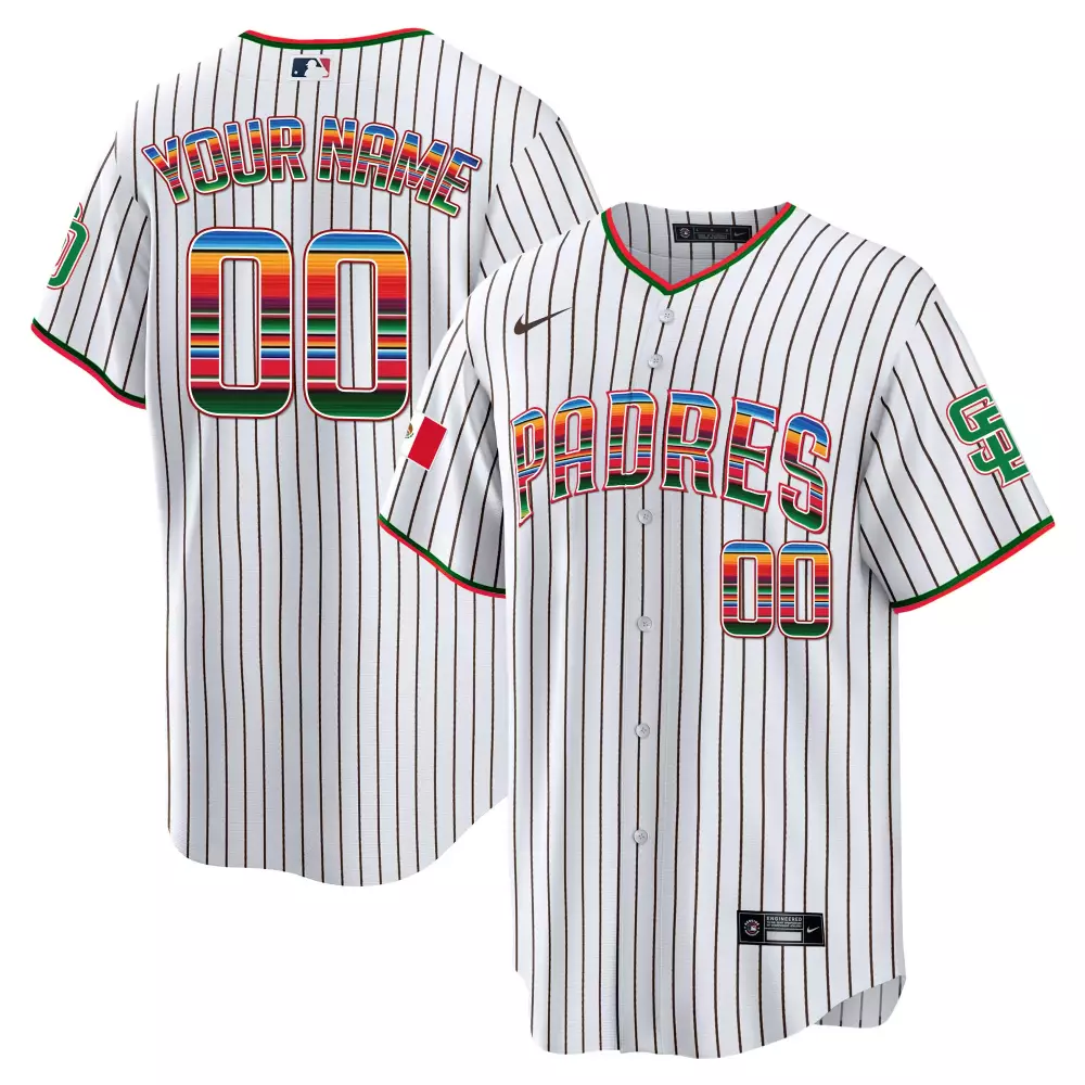 Custom Padres Jersey White Men Split Design Green Red Blue Orange Yellow All Stitched