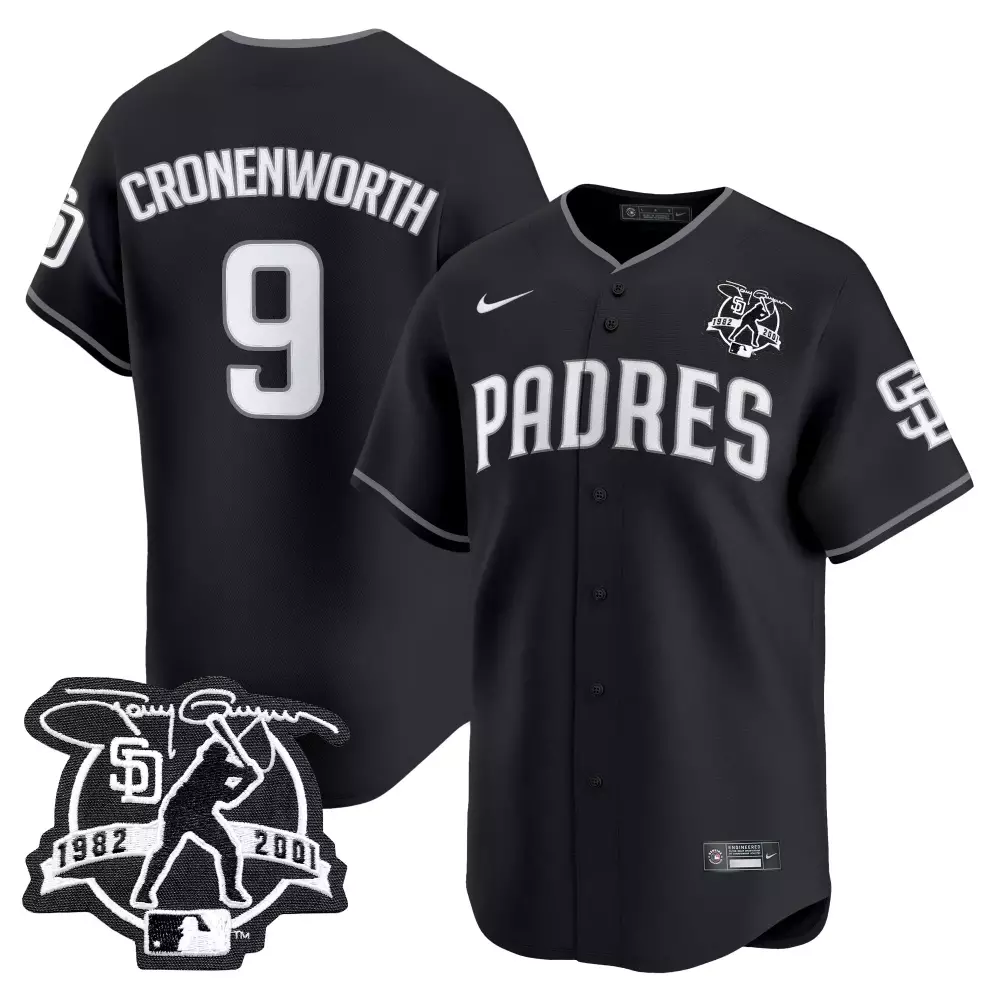 Jake Cronenworth 9 Padres Jersey Black Men White Grey Stitched Vapor Embroidered