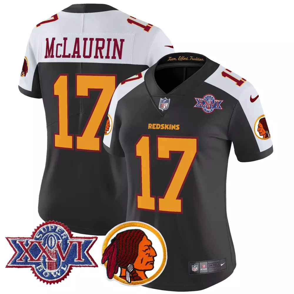 Mclaurin Redskins 17 Jersey Black Super Bowl Xxvi Native American Head Men Alternate