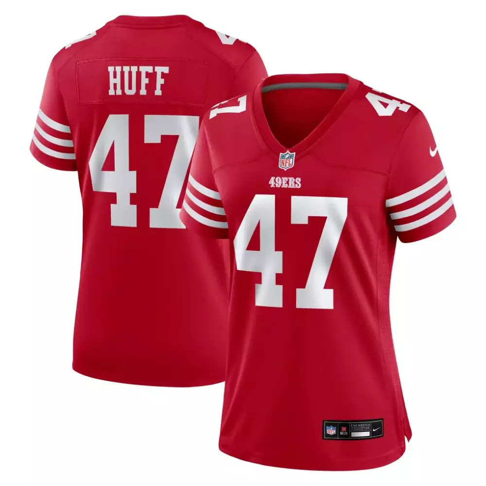 Bryce Huff 47 49ERS Jersey Red Women Standard White Game