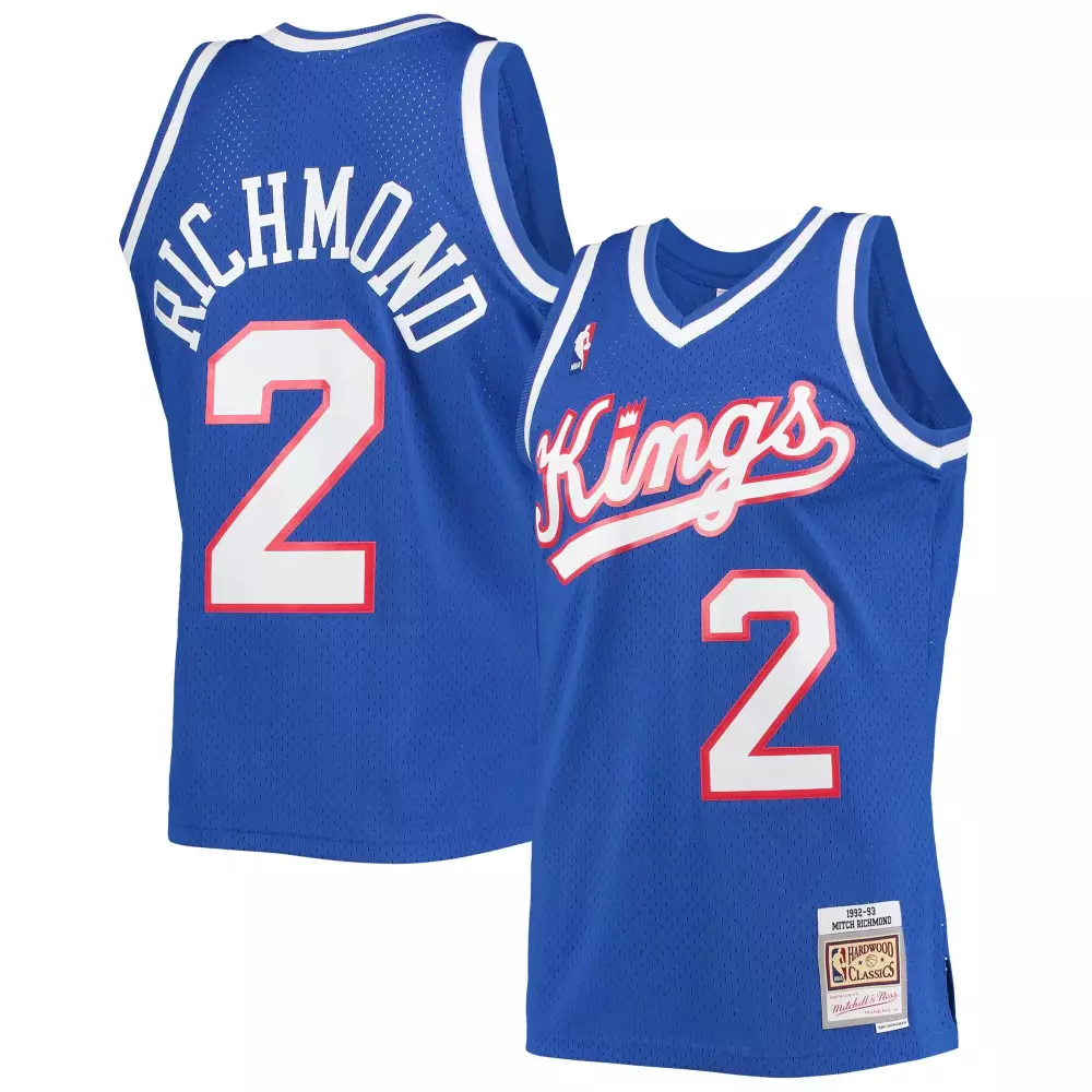 Mitch Richmond 2 Kings Jersey Blue Hardwood Classics Men NBA White Red All Stitched