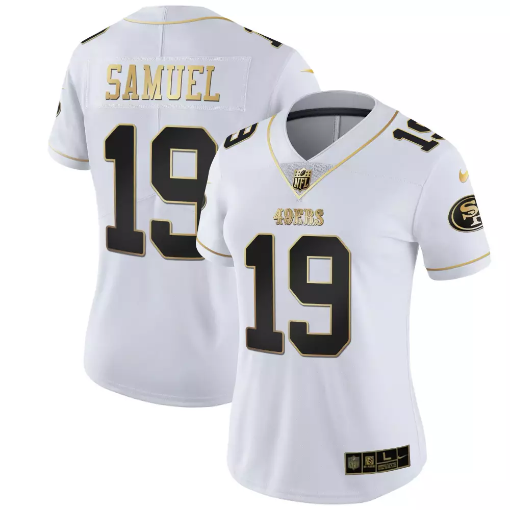 Deebo Samuel 19 49ERS Jersey White Women Black Gold All Stitched Vapor