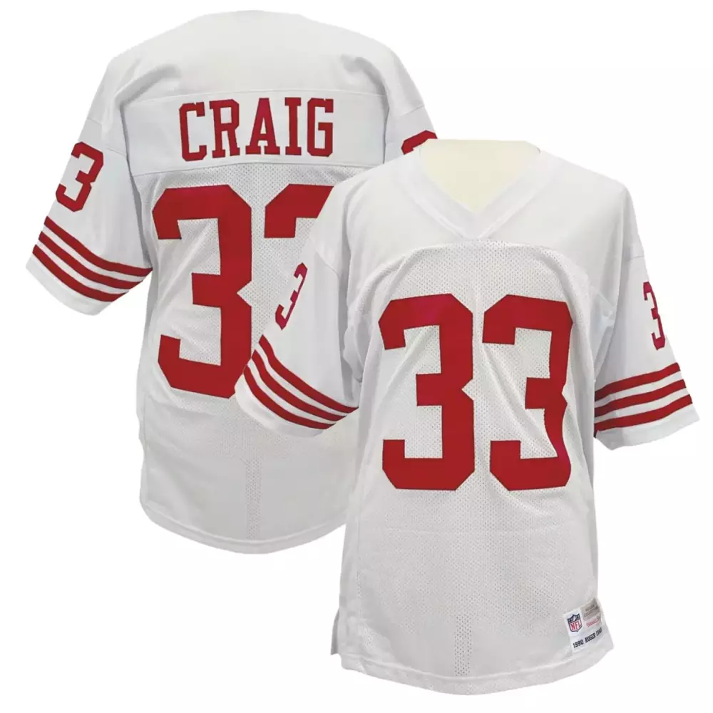 Craig 33 San Francisco 49ers Jersey White Men Red All Stitched Vapor