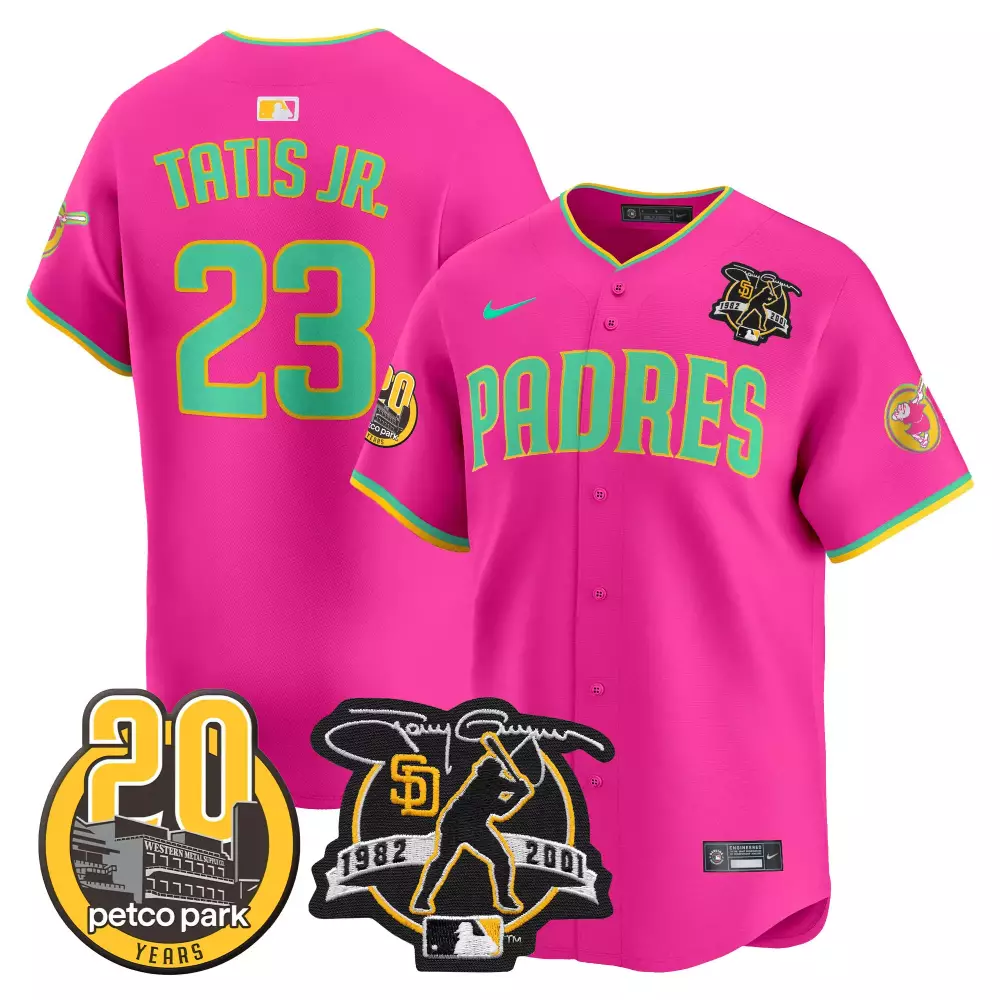 Fernando Tatis 23 Padres Jersey Pink Petco Park 20th Anniversary 20 Years Tony Gwynn 1982 2001