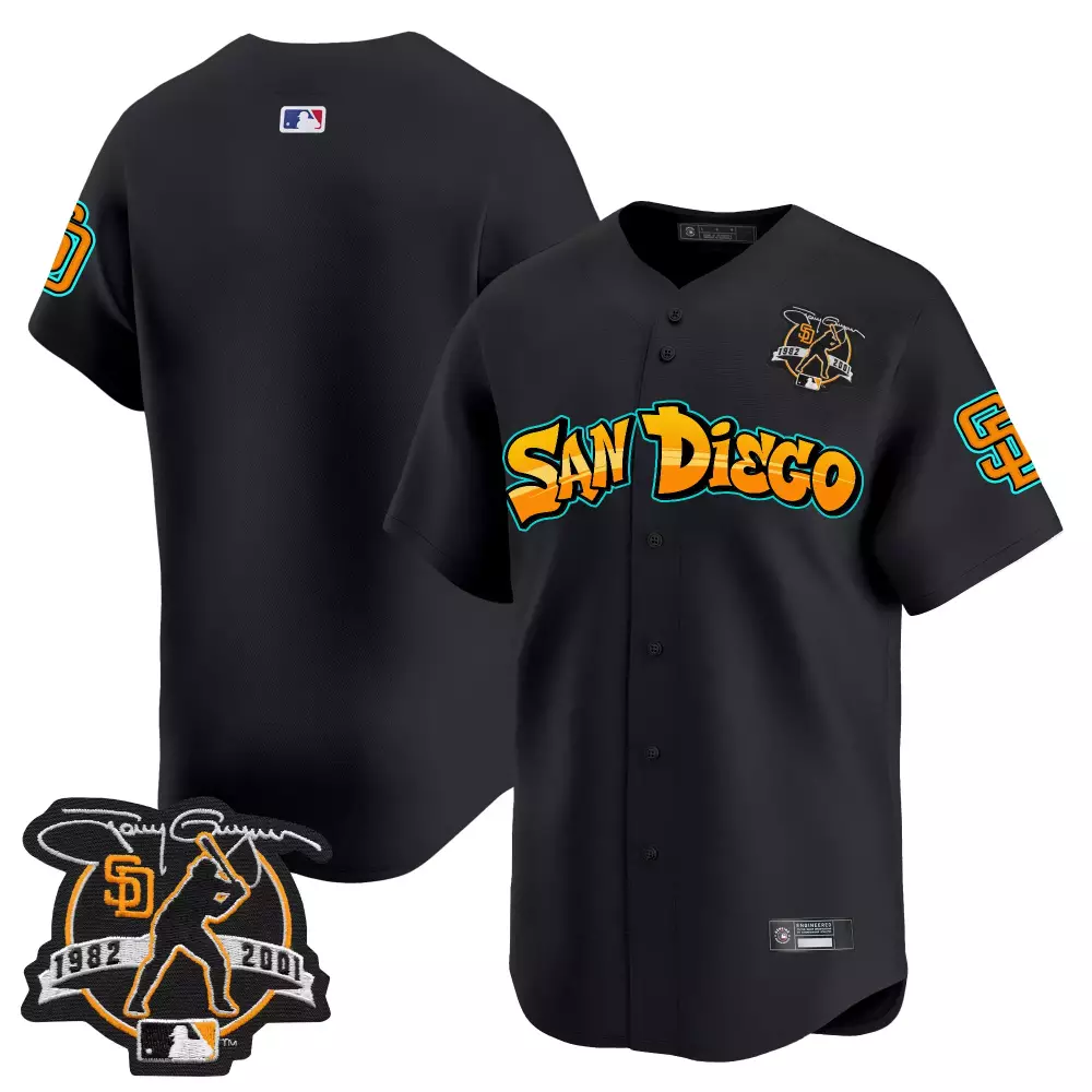 Tony Gwynn 19 San Diego Padres Jersey Black 1982-2001 Men Orange Teal Vapor