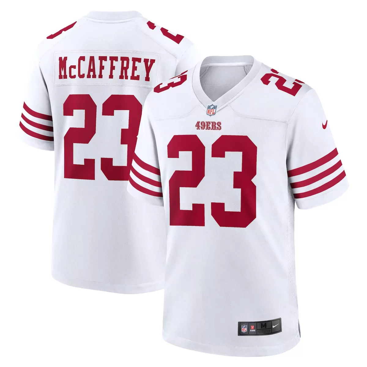 Christian Mccaffrey 23 49ERS Jersey White Men Red Game