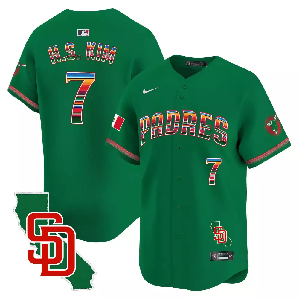 Haseong Kim 7 Padres Jersey Green City Connect Mexico Flag Men Alternate Custom Design