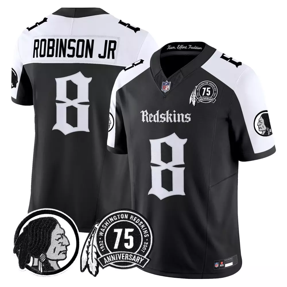 Robinson Jr. 8 Redskins Jersey Black 75th Anniversary Washington Men Standard Split