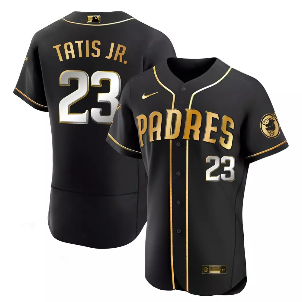 Fernando Tatis Jr. 23 Padres Jersey Black Men Gold All Stitched Vapor