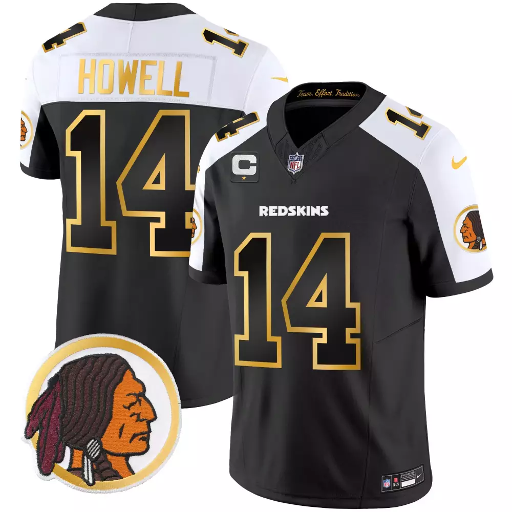 Sam Howell 14 Redskins Jersey Black Native American Profile Men NFL Alternate White