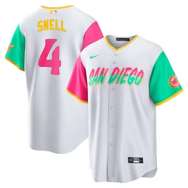 Darvish Vibrant 4 Jersey White City Connect San Diego Padres Men Split Design Hot Pink