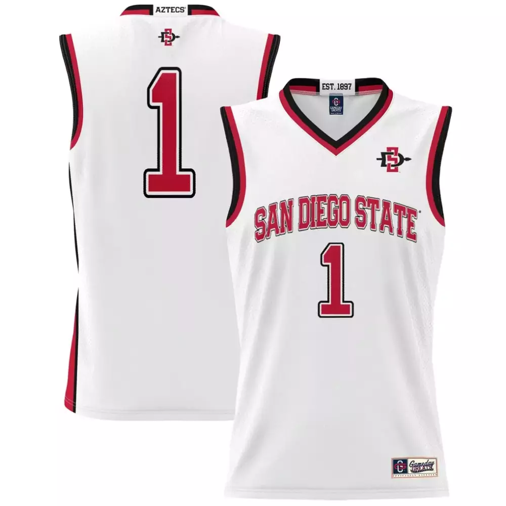 Custom San Diego State Aztecs 1 Jersey White Gameday Threads Men Red Black Fashion