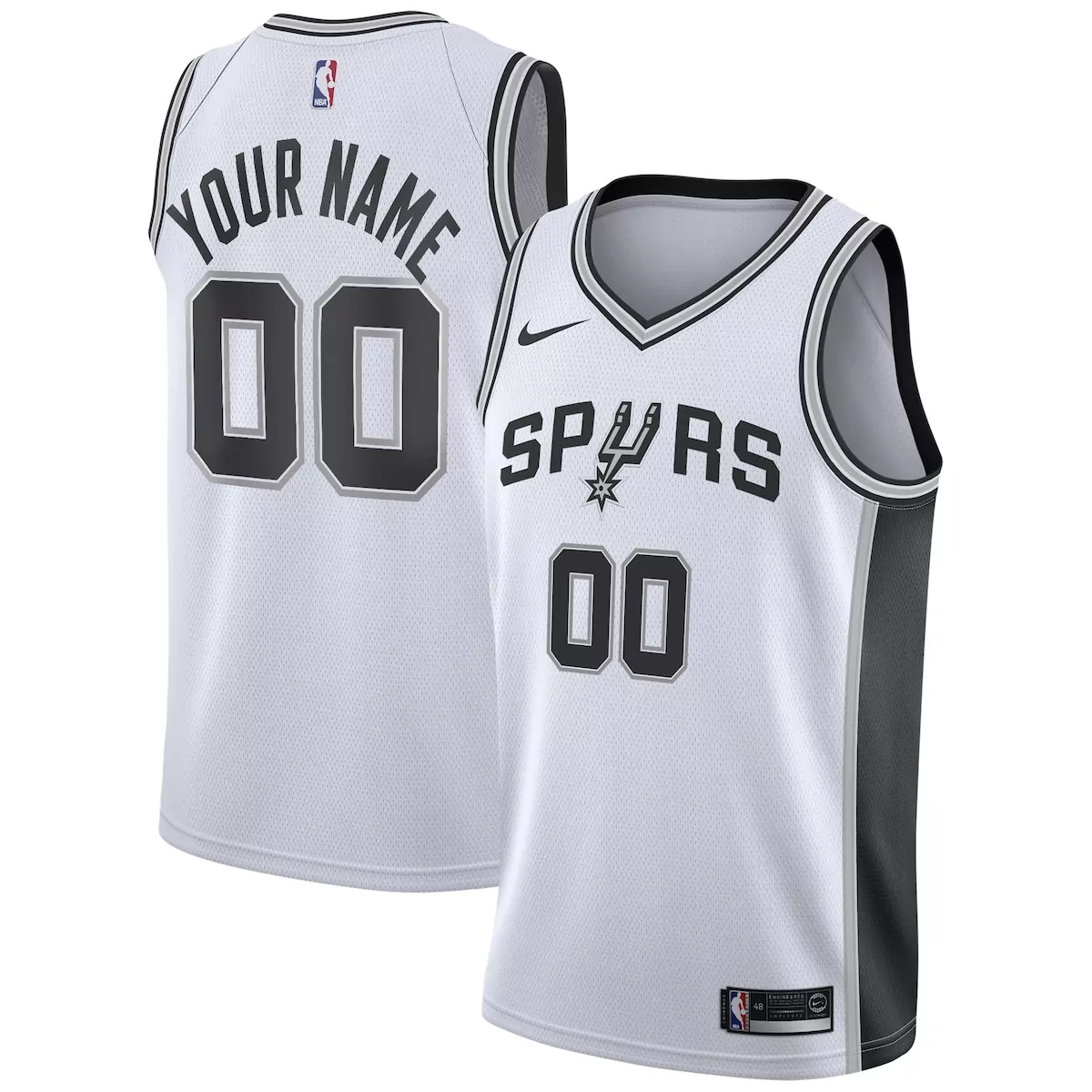 Custom Spurs Jersey White Black Gray