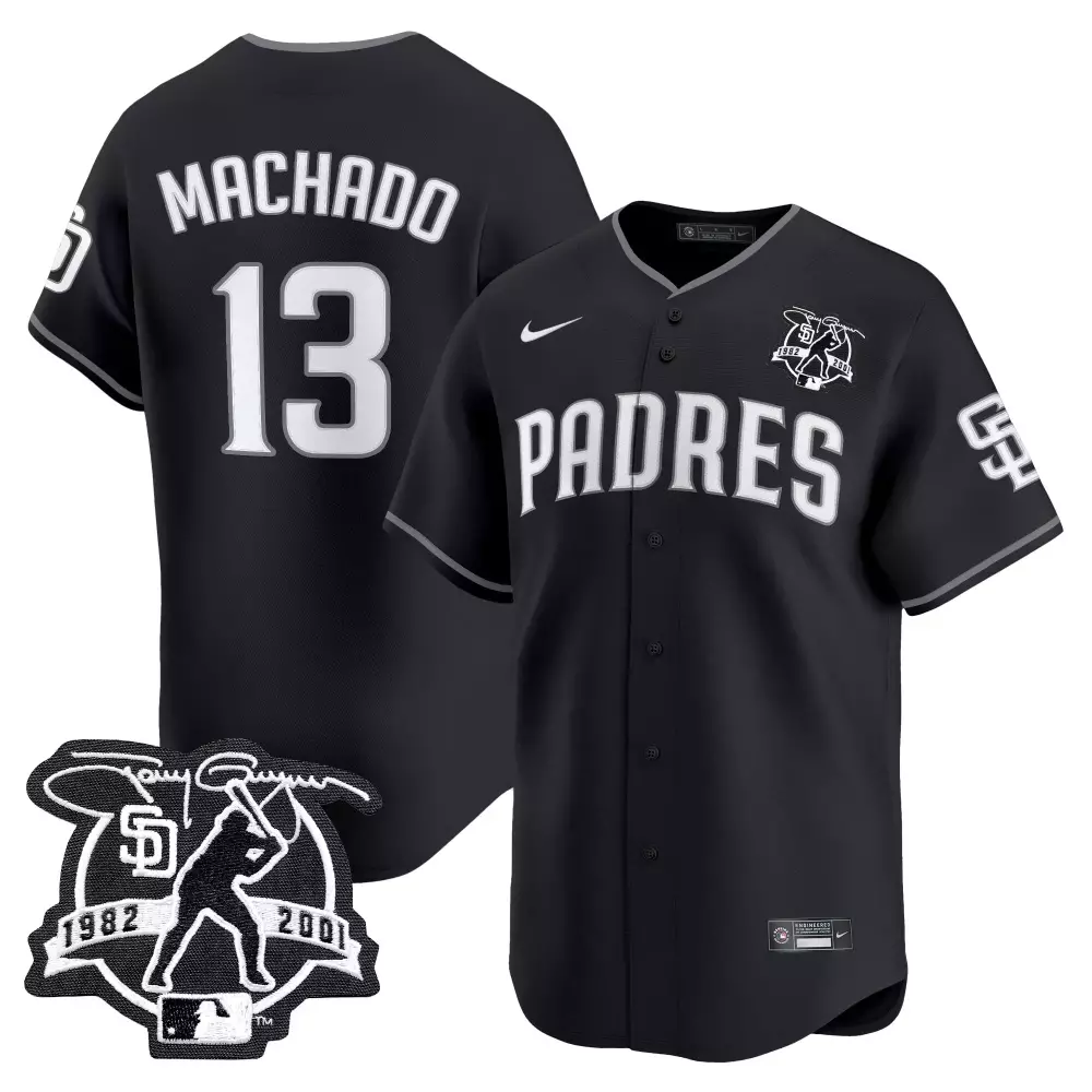 Manny Machado 13 Padres Jersey Black Men White Gray Stitched Vapor Limited