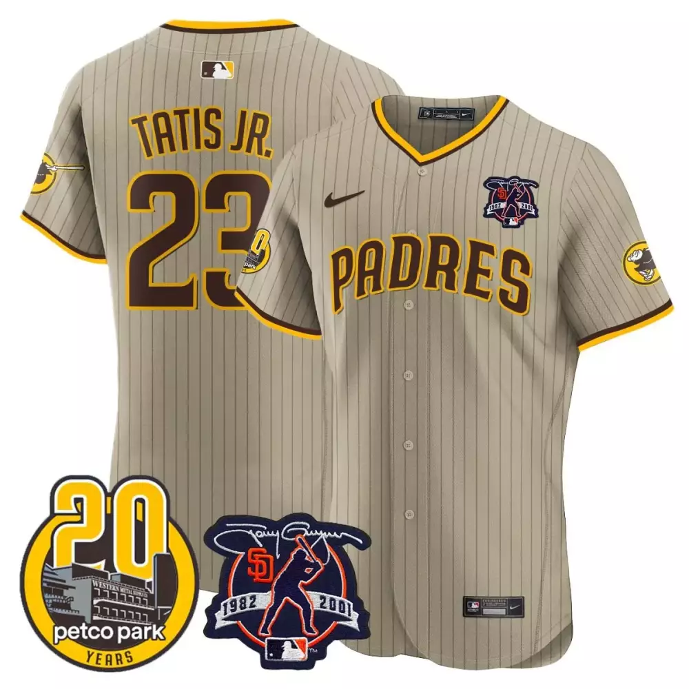 Fernando Tatis 23 Padres Jersey Tan Petco Park 20 Years Tony Gwynn 1982-2001 Men